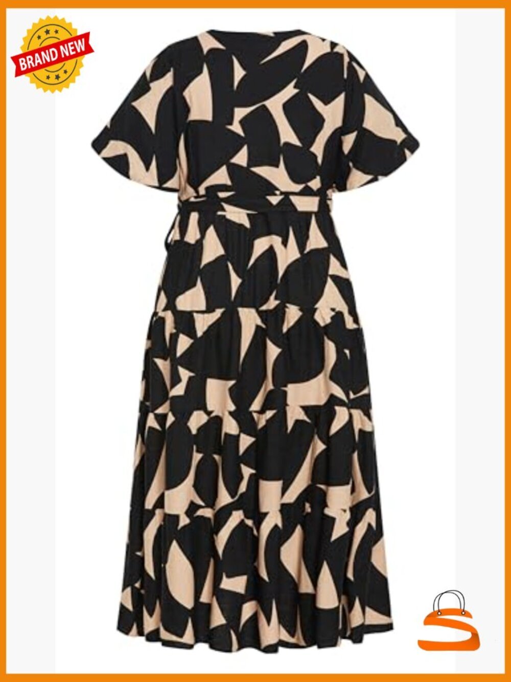 Plus Size Maxi Dress with Puff Sleeves and Tiered Skirt - Picture 6 of 7